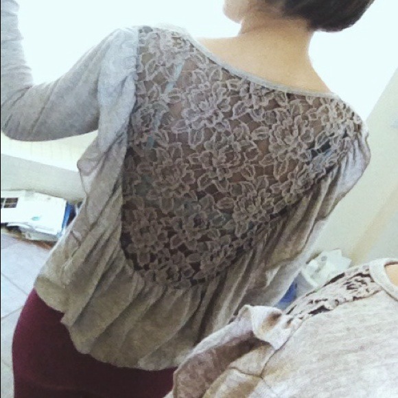 Beige long sleeve blouse