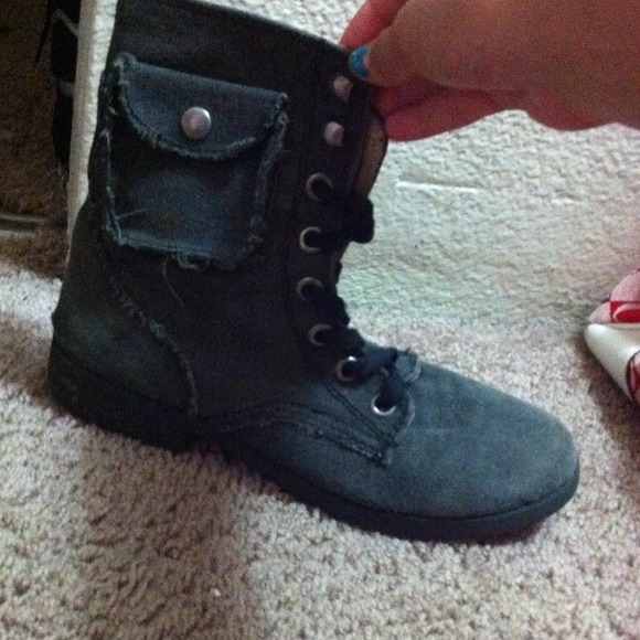 Faded washed style combat boots