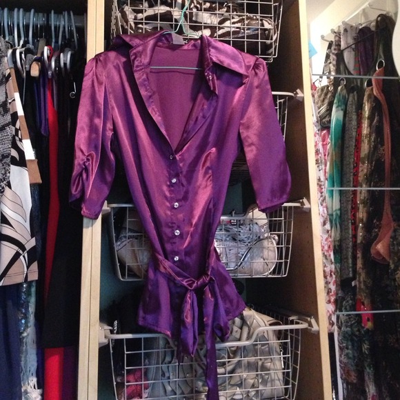 Purple satin shirt