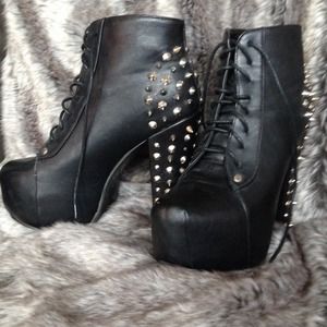 Black Studded High Heel Pumps