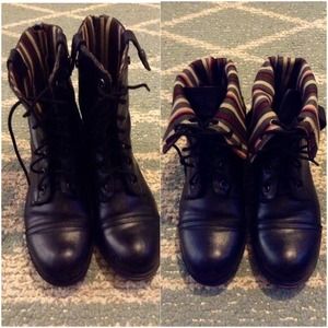 Black Leather Combat Boots
