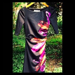 Feathered 3/4 Sleeved Dress