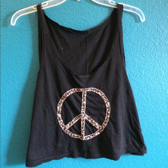 Black Peace Sign Tank Top