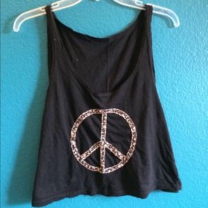 Black Peace Sign Tank Top