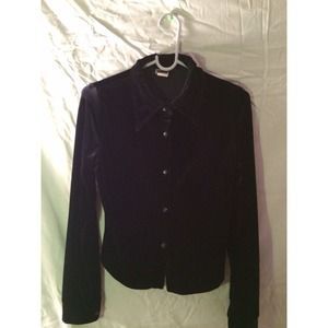 Velvet black long sleeve collared shirt