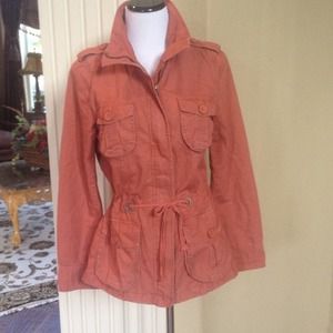 Coral light denim jacket