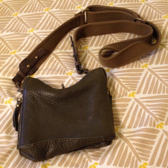 J. Crew dark green leather crossbody bag