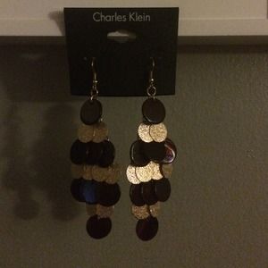 Brown/gold dangle earrings