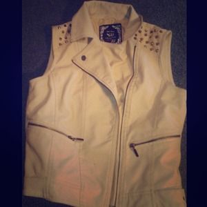 Cream leather vest