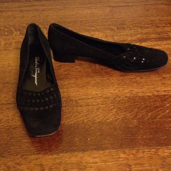 Salvatore Ferragamo Black Leather Flats Size 6 .5