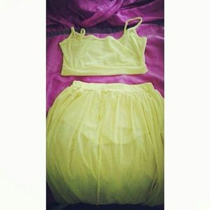 Yellow 2 piece Sheer Summer Set