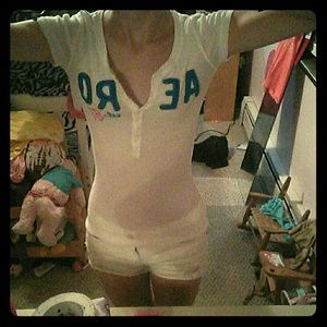 White button down tee