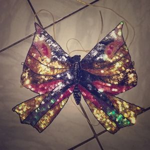 Vintage Butterfly Open Back Sequence Sexy Top