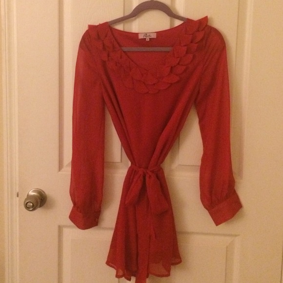 Red chiffon minidress UK size 8 US Small