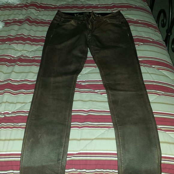Brown leather pants