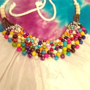 RESERVED 🎉HP🎉 Rainbow beaded white halter top