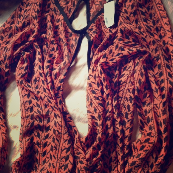 Abstract printed chiffon top