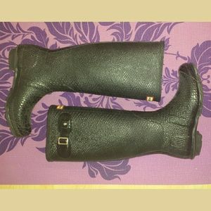 Hunter Snake-Print Rubber Rain Boots
