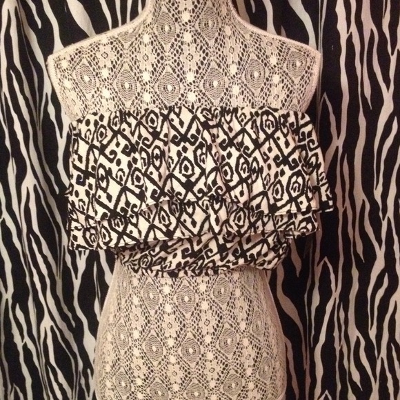 Black and white tribal tube top