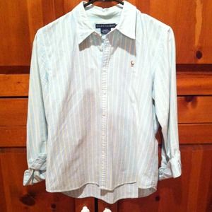 Mint blue oxford polo shirt