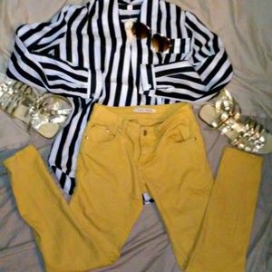 Mustard ankle length skinny jeans