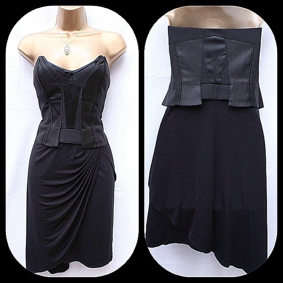 Karen Millen black multi-media bustier-style dress - Picture 2 of 4