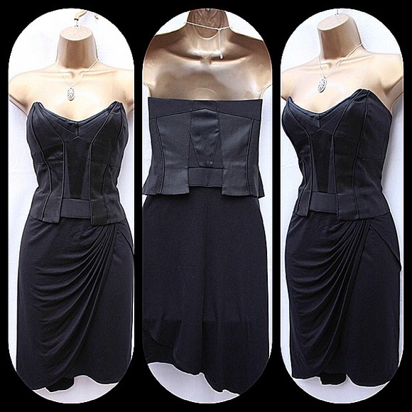 Karen Millen black multi-media bustier-style dress - Picture 3 of 4