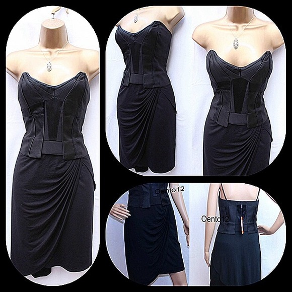 Karen Millen black multi-media bustier-style dress - Picture 4 of 4