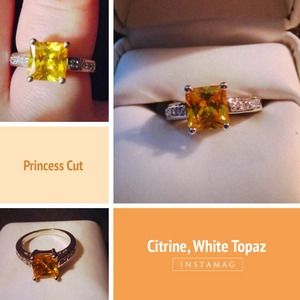 Sterling Silver Citrine & White Topaz Ring