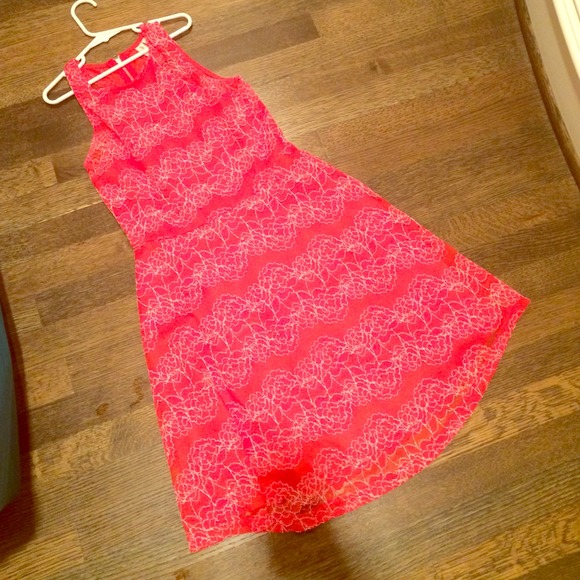 Coral Flowered Dress