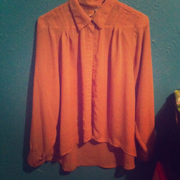 Tan button down blouse