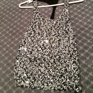 Hot silver sequin top