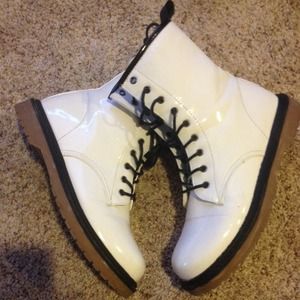 White doc Martin style combat boots