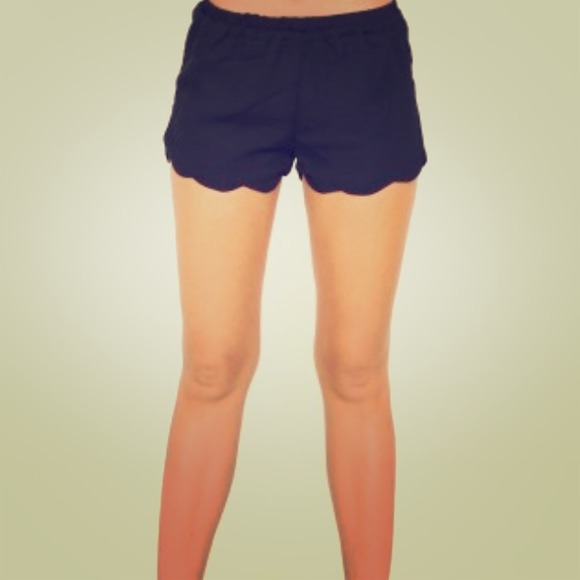 Black scalloped high waisted shorts