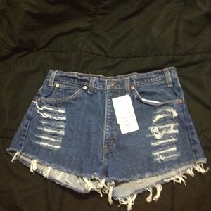 Levi's high-waisted distressed shorts