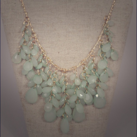 Nordstrom Raining Green Sea Glass Bib Necklace