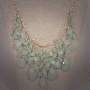 Nordstrom Raining Green Sea Glass Bib Necklace