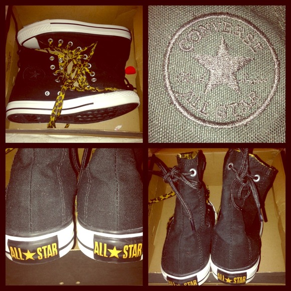Black hi-too converse with leopard print