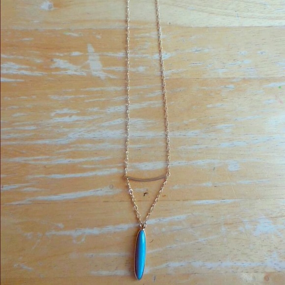 Turquoise long chain dainty necklace