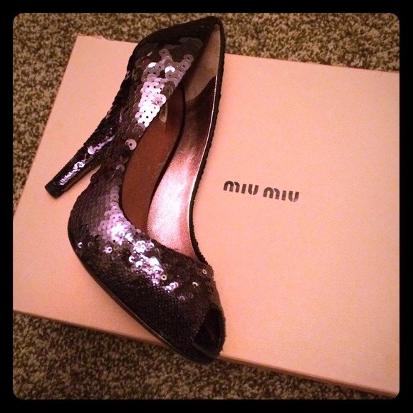 Miu Miu peep toe sequin pumps size 5