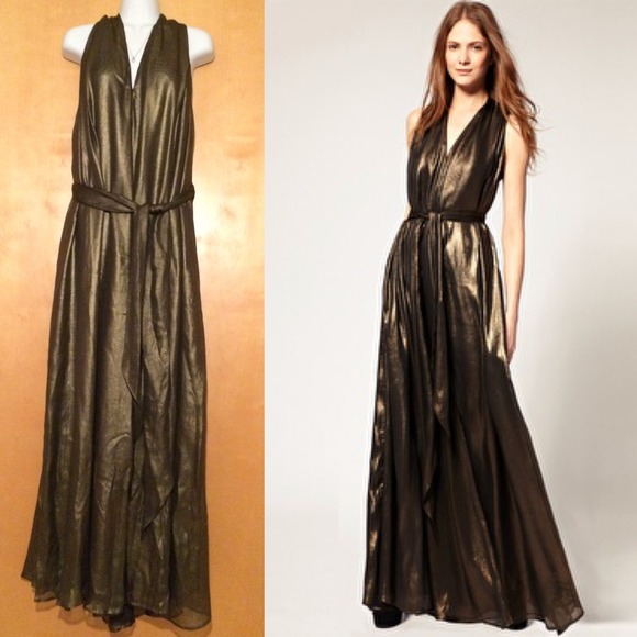 French Connection Gold Sheer Dress - Picture 2 of 4