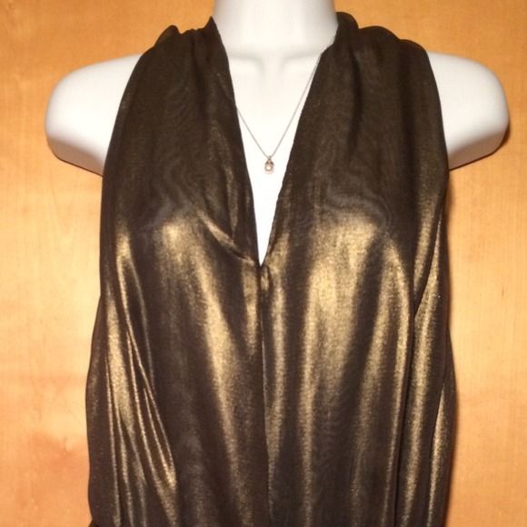 French Connection Gold Sheer Dress - Picture 3 of 4