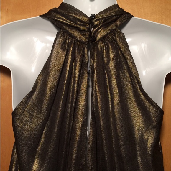 French Connection Gold Sheer Dress - Picture 4 of 4