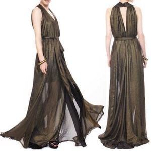 French Connection Gold Sheer Dress