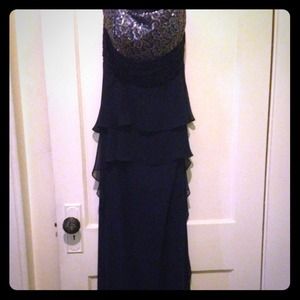 Calvin Klein long strapless dress.