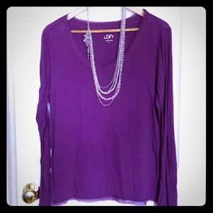 Ann Taylor LOFT raspberry long sleeve top large