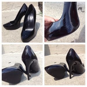 Aldo black patent pumps
