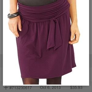 Plum tie waist designer maternity skirt