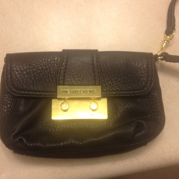 Black and gold Michael Kors clutch