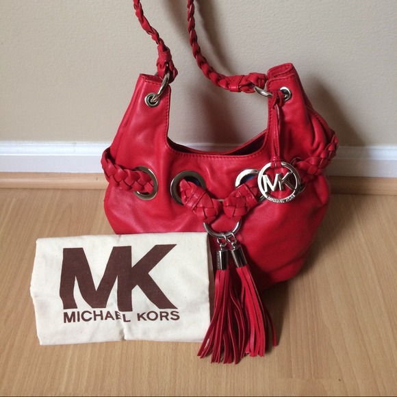 **SOLD**Authentic**RED leather MK Shoulder Bag - Picture 2 of 3